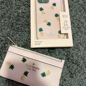 Kate Spade Pink Pineapple iPhone 13 Pro Max Case and wallet